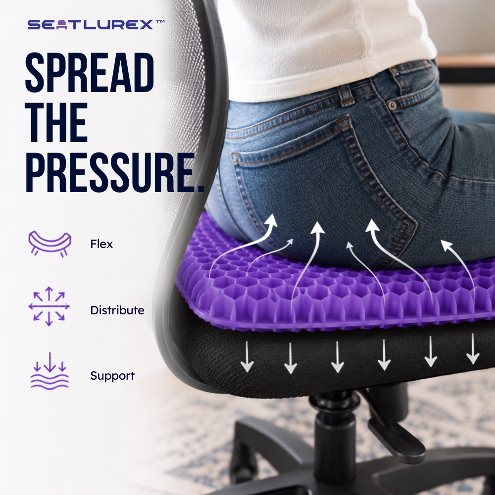 SEATLUREX™ Ergonomic Silicone Seat Cushion - Sit Longer. Shift Less. Feel More Comfortable.
