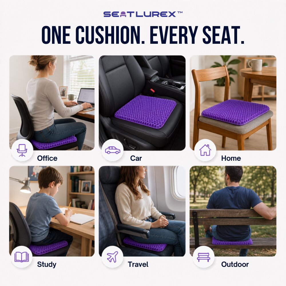 SEATLUREX™ Ergonomic Silicone Seat Cushion - Sit Longer. Shift Less. Feel More Comfortable.