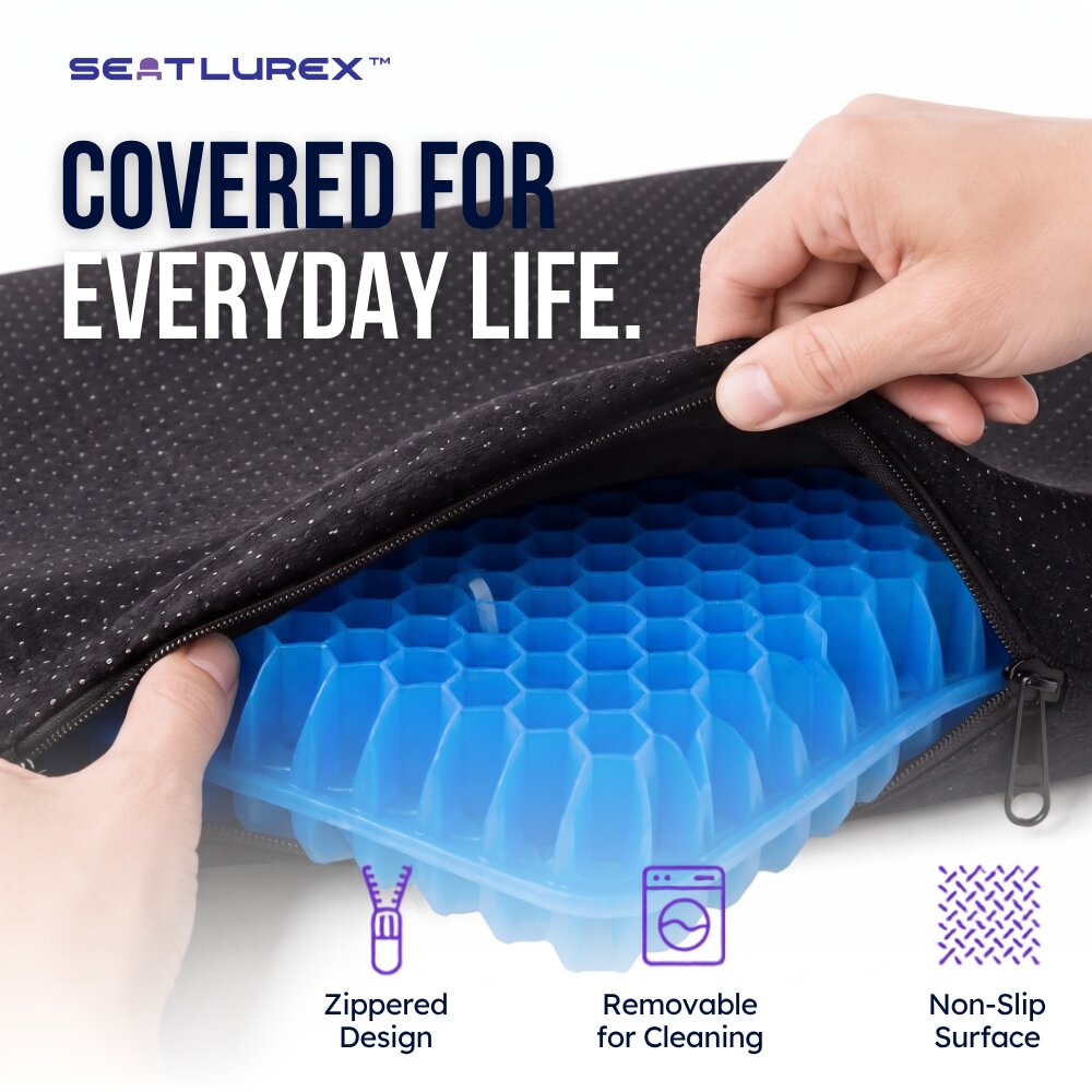 SEATLUREX™ Ergonomic Silicone Seat Cushion - Sit Longer. Shift Less. Feel More Comfortable.