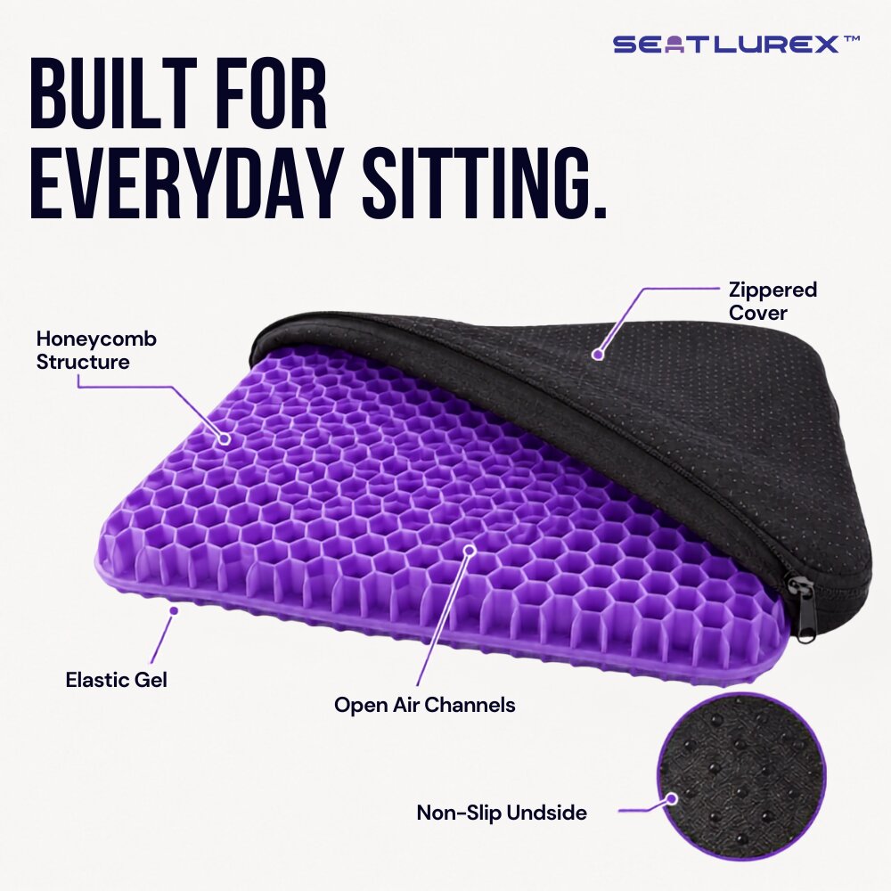 SEATLUREX™ Ergonomic Silicone Seat Cushion - Sit Longer. Shift Less. Feel More Comfortable.