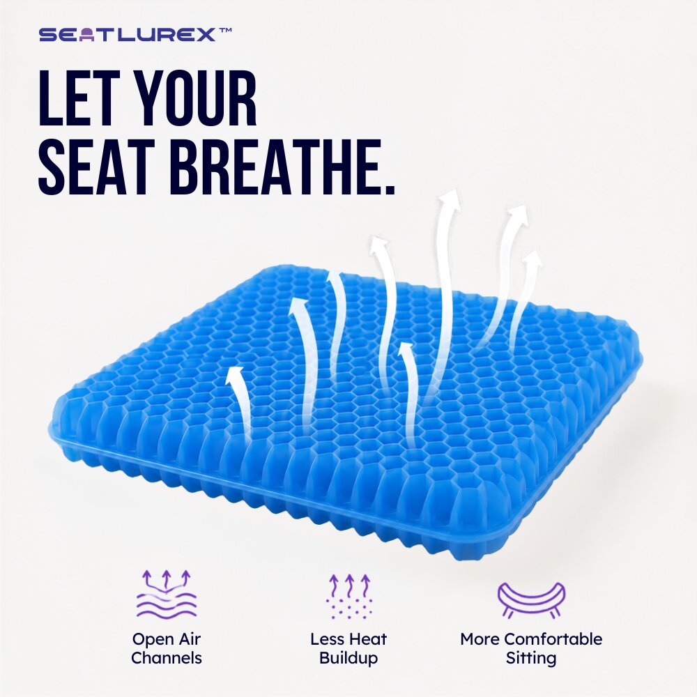 SEATLUREX™ Ergonomic Silicone Seat Cushion - Sit Longer. Shift Less. Feel More Comfortable.
